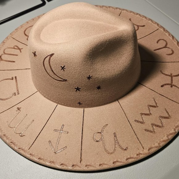 Desert Zodiac Custom Burned Wide Brim Hand Pyrography Fedora ? main image 7